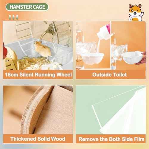 8 in 1 Clear Acrylic Hamster Cage with All Accessories (13.4"L x 10.2"W x 12.6"H / White)