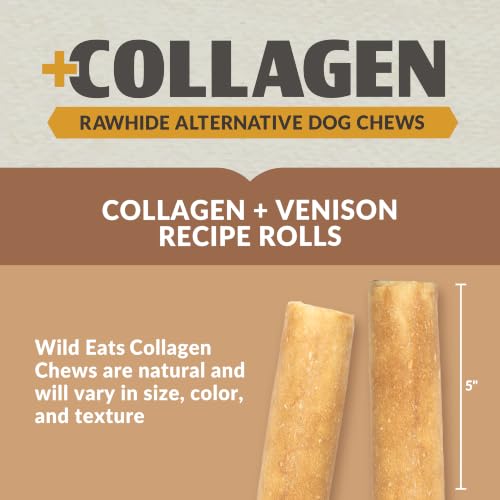 Venison Flavor Collagen Cheek Roll 5" Chew 4pk Pig Ear Substitute (8 Ounce (Pack of 4))