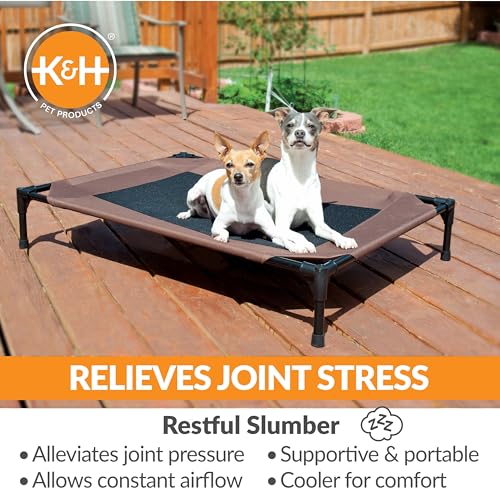 K&H Outdoor Elevated Dog Bed for Small & Medium Pets (Chocolate/Black Mesh / Medium 32"L x 25"W)