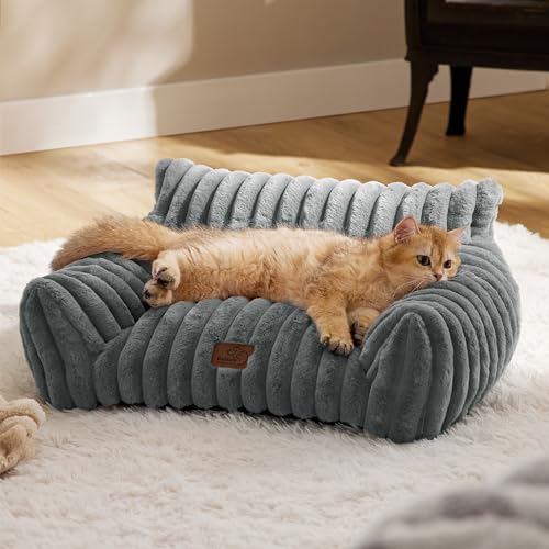 ComfyFleece® Shown on TV Fluffy Cat Couch for Pets (24x18x10" / Warm Grey)