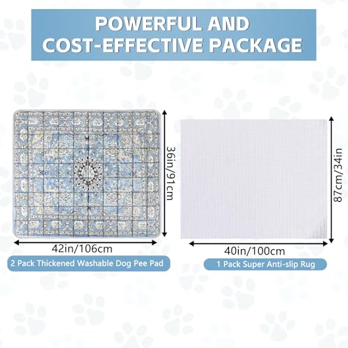 Washable Thickened Pee Pads for Dogs (36" x 42" (2 Pack, Thickened) / Blue-2)