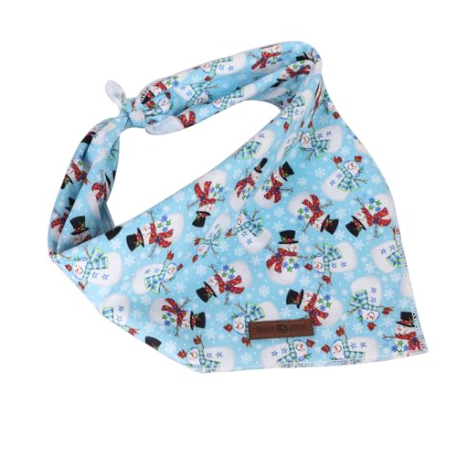 Christmas Dog Bandana (Blue Snowman / Large (Pack of 1))