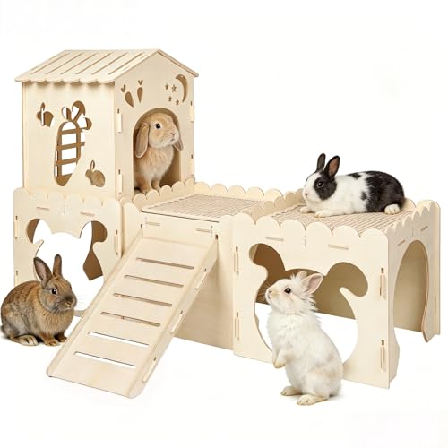 Large Rabbit House with 2PCS Rabbit Scratch Mat