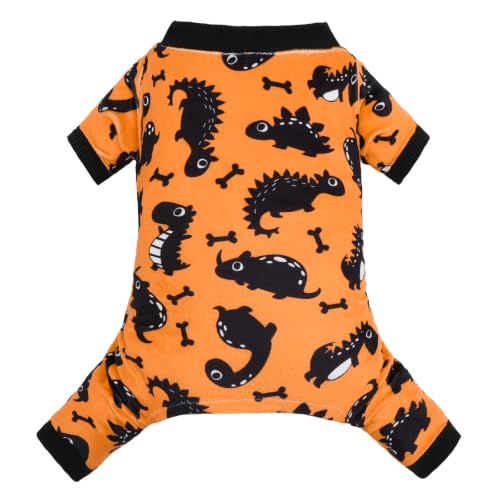 Dog Pajamas Halloween Puppy Onesies Small Dogs Soft Pjs Coat Cat Apparel Comfy Pet Clothes Outfit Doggie Bodysuit P346XL (X-Large / Dino Bones)
