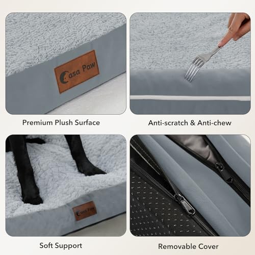 Waterproof Orthopedic Dog Bed for Extra Large Dogs (Grey / 48.0"L x 30.0"W x 8.0"Th)
