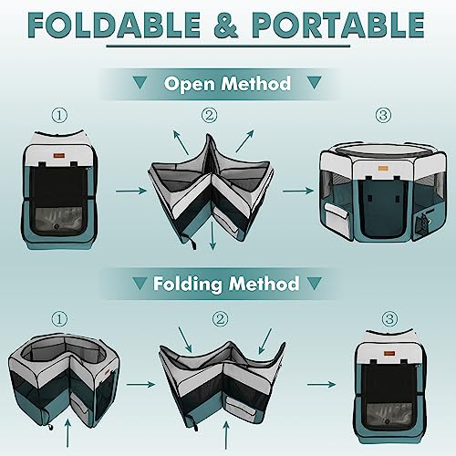 Portable Dog Playpen (X-Large / Blue)
