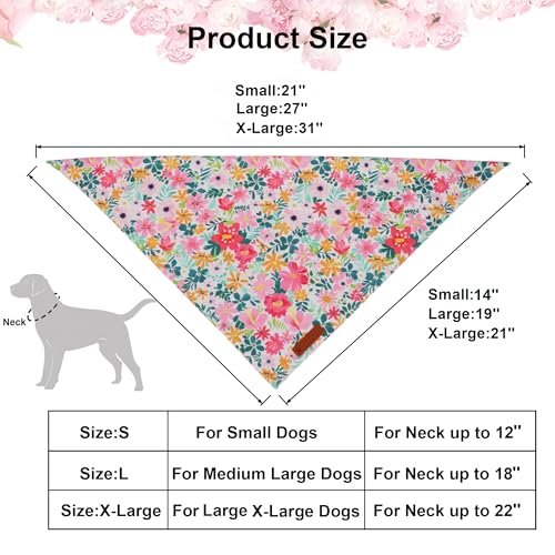 Flower Dog Bandanas Girl Boy (Large / Floral)