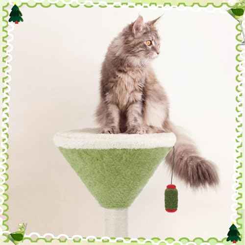 Green Martini Cat Scratching Post 19.7" H with Dangling Ball (Green / Ball Style)