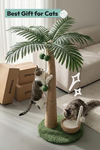 33" Tall Cat Scratching Post (Coconut Fruit & Straw - M)