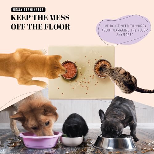32x24 Waterproof Silicone Dog Food Mat (Cream / 32" x 24")