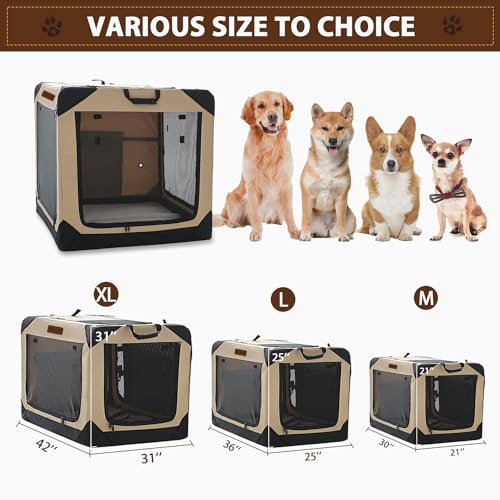 Soft Dog Crate for Small Dogs (Beige / 26.0"L x 18.0"W x 18.0"H)