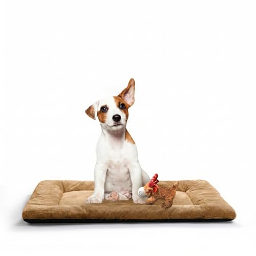 Dog Crate Pad Washable Dog Bed for Crate Medium Cozy Mat 30 (30.0"L x 19.0"W x 1.0"Th / Camel)