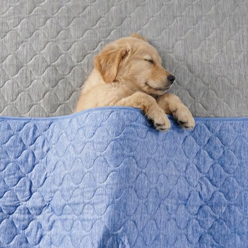 Deluxe Leakproof Cooling Blanket for Large Dogs Q (Heather Haze Blue / 40*60)
