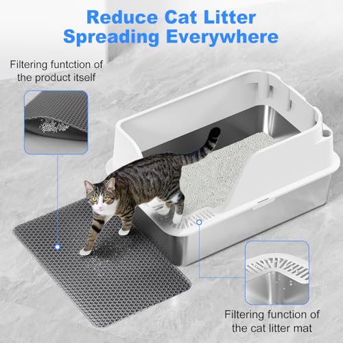 Non Stick Stainless Steel Litter Box (White)
