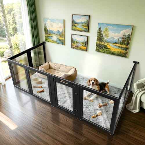 AuraSpace Acrylic Dog Playpen with Fence (Black / 35"H)