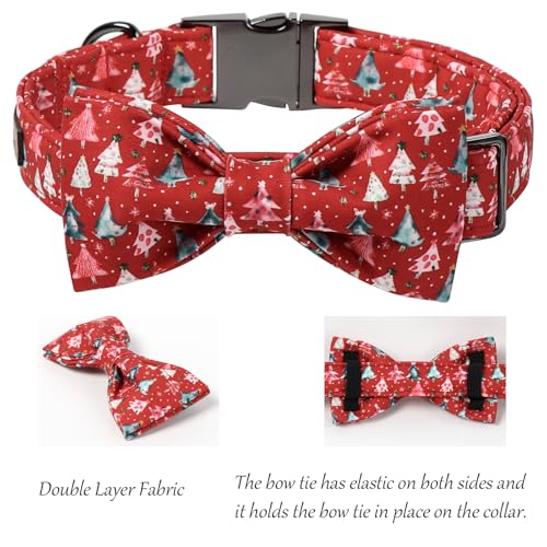 Christmas Dog Collar with Bow tie (X-Small (Pack of 1) / Xmas Tree)