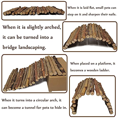 11.8 x 6.7 Inches Wooden Reptile Hideout Bearded Dragon Bendy Bridge Climbing Ladder Hiding Hut Reptiles Hide Cave Habitat Decor for Lizards Gecko Spiders Snakes Tortoise
