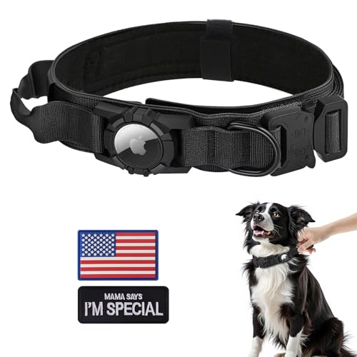 Tactical AirTag Dog Collar (XL(19.5"-25") / Black)