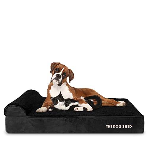 The Dog’s Bed Orthopedic Memory Foam Dog Bed with Headrest XL (Black Plush / XL (46"L x 28"W x 6"Th))