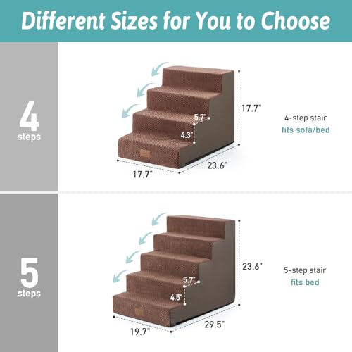 Dog Stairs for Small Dogs (Brown / 17.7x23.6x17.7 inch)