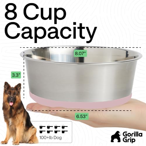 Dog Bowls Food Grade Stainless Steel (Light Pink / 8 Cup (Set of 2))