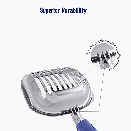 Cat Litter Scoop (Large / POLISHED Aluminum \ #01 Blue Handle)