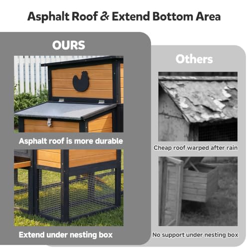 80" Large Wooden Chicken Coop with Run (79.9"L x 51.8"W x 38.4"H)
