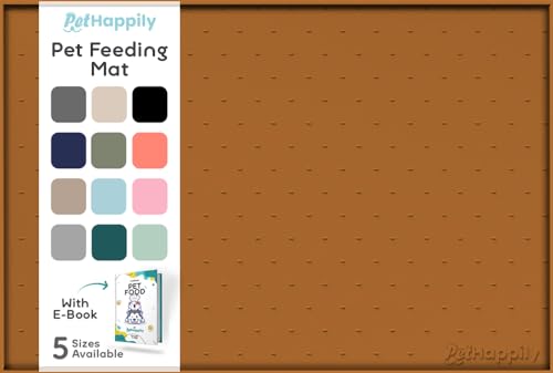 Dog Food Mat Raised Edges Dogs Mat for Food and Water Prevent Spill (18.5"L x 11.5"W / Paprika)