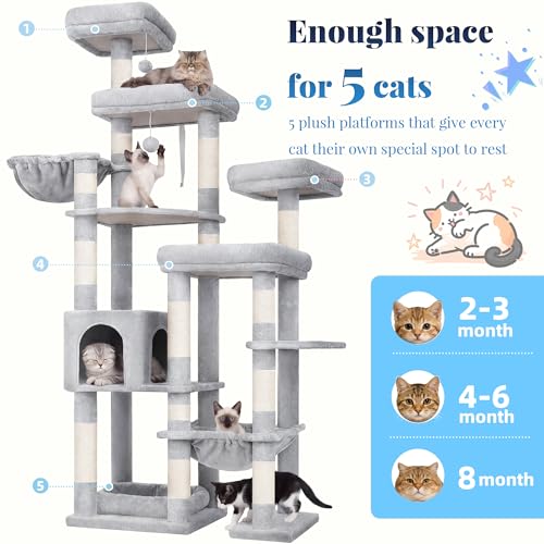 Cat Tree Tower (Light Gray / 72.8 Inches)