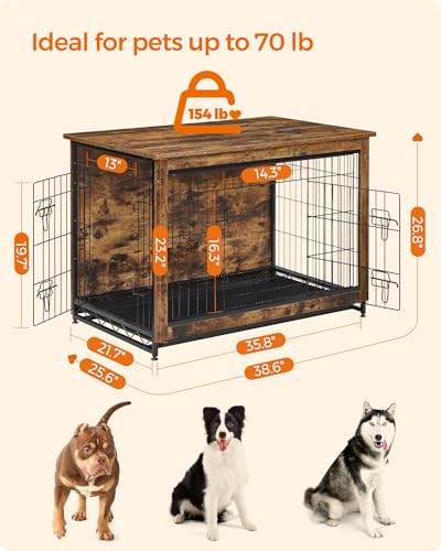 38.6" Dog Crate Furniture (Rustic Brown / 38.6"L x 25.6"W x 26.8"H)