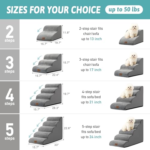Dog Stair for Small Dog 15.7" H (Grey / Standard:15.7"x22.4"x15.7")