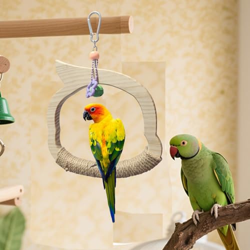 Wooden Bird Swing Toy with Rope Swing (colorful)