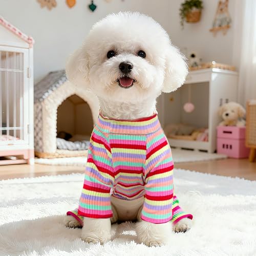 Striped Dog Pajamas Stretchy Cute Four (Red / Large)