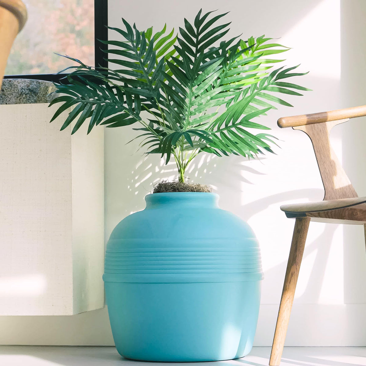 Original Hidden Litter Box Planter (Palm Plant / Base Kit / Coastal Blue)