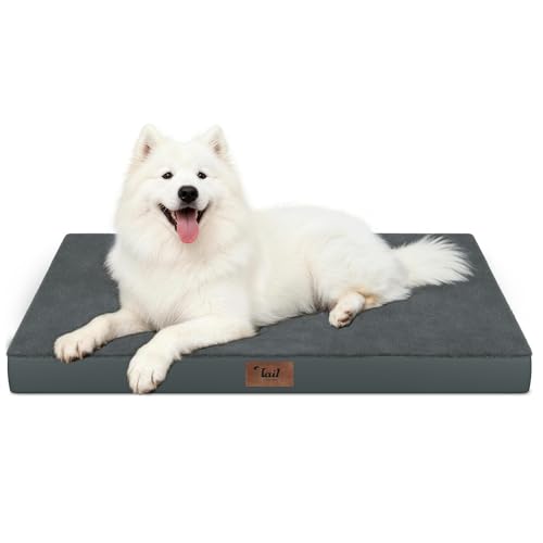 Large Waterproof Orthopedic Dog Bed with Egg Crate Foam (Dark Gray / 41.0"L x 27.0"W x 3.5"Th)