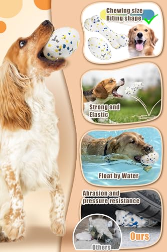 2Pcs Bone Dog Balls+Rugby Dog Toys for Aggressive Chewers (Mixed-Bone+Rugby-2Pcs)