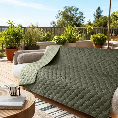 Waterproof Pet Blanket for Bed (68x82 Inch (Pack of 1) / Dark Olive/Light Olive)