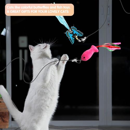 Retractable Cat Toy Wand 12 Packs Interactive Cat Feather Toys (12 PCS)