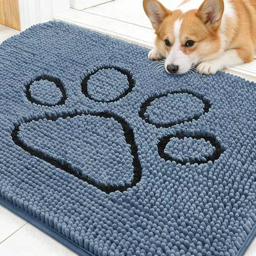 Dog Door Mat for Muddy Paws 30x20 (Airy Blue / 30" X 20")