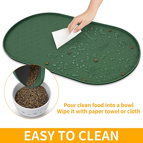 Dog Food Mat Spill (Hunter Green / 19"L x 12"W)