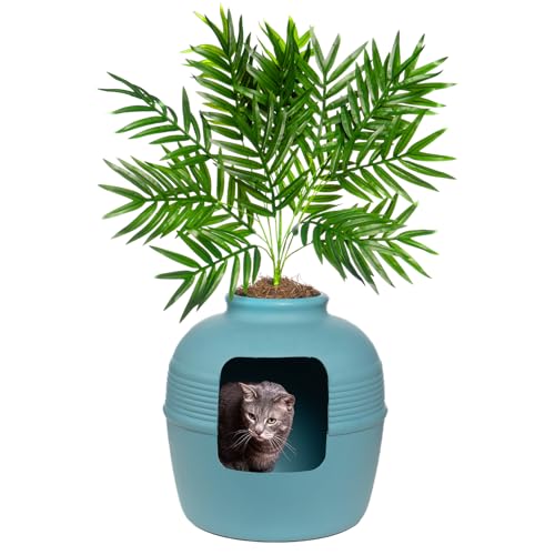 Original Hidden Litter Box Planter (Palm Plant / Base Kit / Coastal Blue)