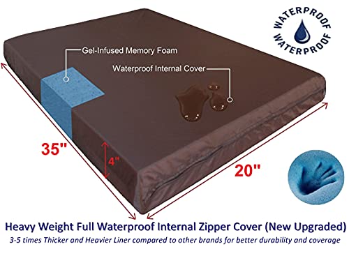 Premium Gel Memory Foam Dog Bed (35.0"L x 20.0"W x 4.0"Th / Navy Blue)