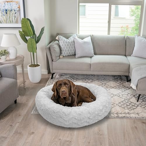 Original Calming Donut Dog Bed (Gray Lux / Large)