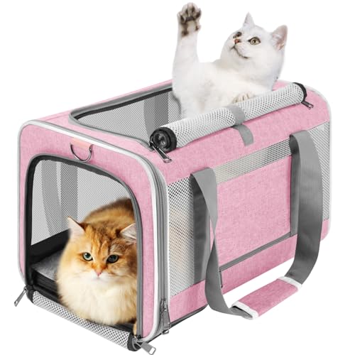 Large Cat Carrier Soft (Pink / 18.1"L x 11.8"W x 11.8"H)