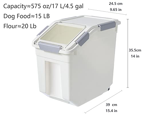 2 Pack Dog Food Storage Container with Scoop (15 LB(2 Pack))