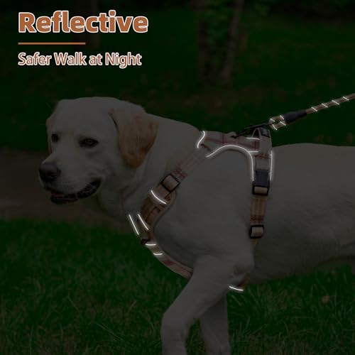No Pull Dog Harness for Large (Beige Plaid / Large)