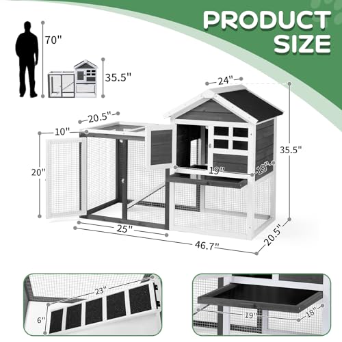 Rabbit Hutch Small Wood Chicken Coop (Grey)