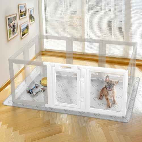 AuraSpace Clear Acrylic Indoor Dog Playpen (White / 30"H)