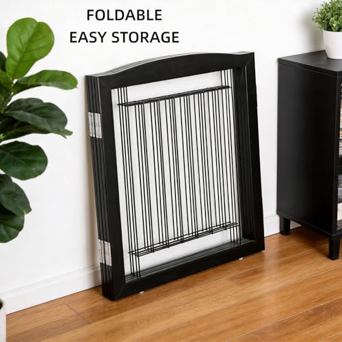 Freestanding Dog Fence Indoor (Black / 【4 Panels】80''w x 24''h)