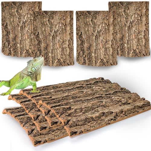 Cork Terrarium Background 11.8x7.9in 8PCS Natural Reptile Cork Bark Flats Terrarium Board Bearded Dragon Climbing Wall Mat Tank Accessories Decor for Lizard Chamelon Snake Turtle Spider Crested Gecko (8PCS-11.8x7.9in)